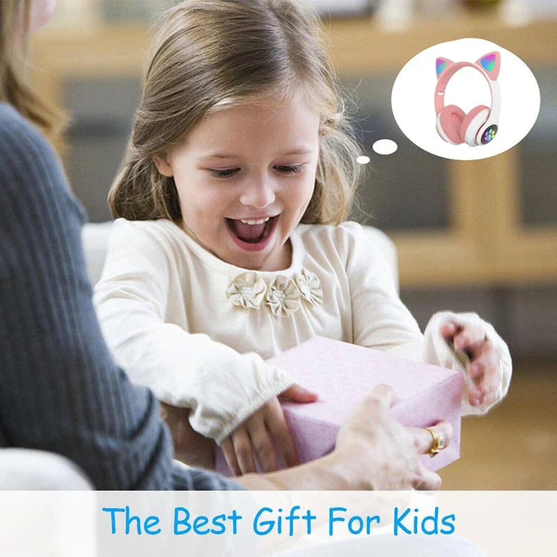 Flash Lamp Cute Cat Headphone Bluetooth